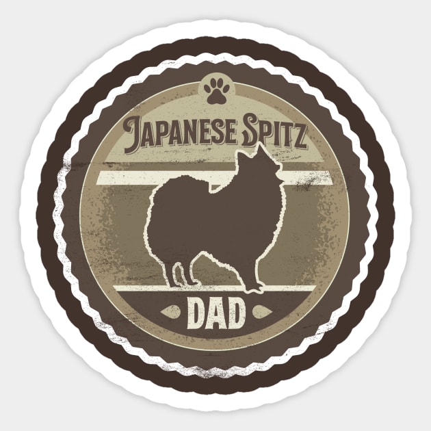 Japanese Spitz Dad - Distressed Japanese Spitz Silhouette Design Sticker by DoggyStyles